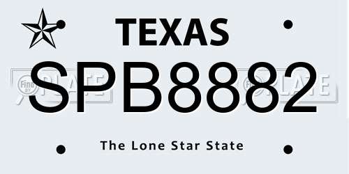SPB8882 Texas License Plate