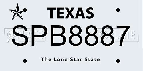 SPB8887 Texas License Plate
