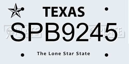 SPB9245 Texas License Plate