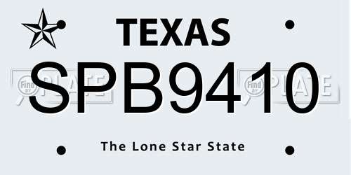 SPB9410 Texas License Plate