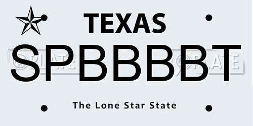 SPBBBBT Texas License Plate