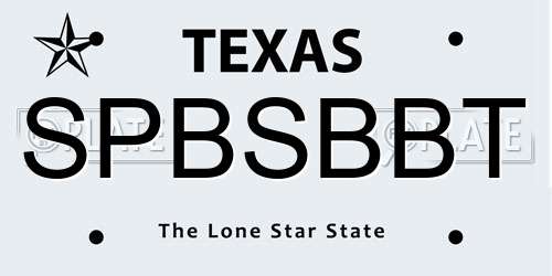 SPBSBBT Texas License Plate