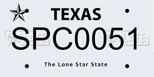 SPC0051 Texas License Plate