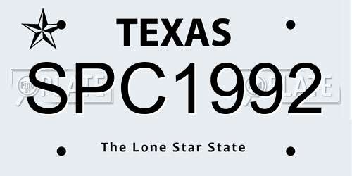 SPC1992 Texas License Plate