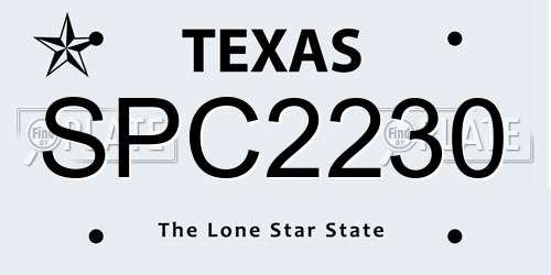 SPC2230 Texas License Plate
