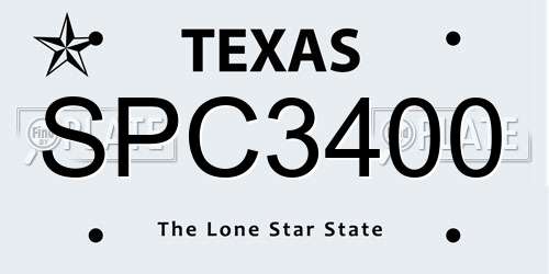 SPC3400 Texas License Plate