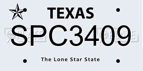 SPC3409 Texas License Plate