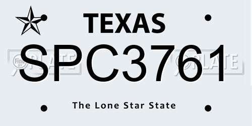 SPC3761 Texas License Plate