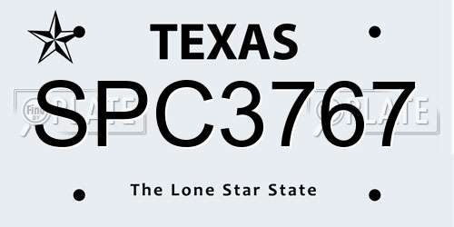 SPC3767 Texas License Plate