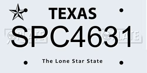 SPC4631 Texas License Plate