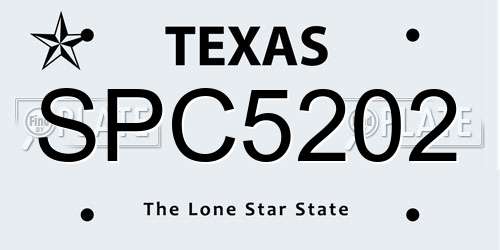 SPC5202 Texas License Plate