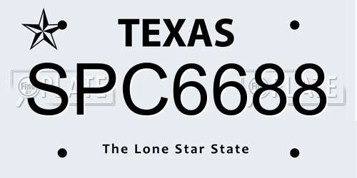 SPC6688 Texas License Plate