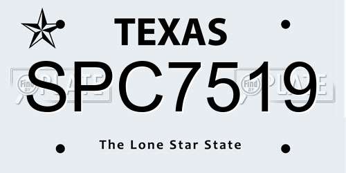 SPC7519 Texas License Plate