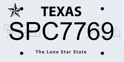 SPC7769 Texas License Plate