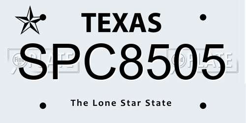 SPC8505 Texas License Plate