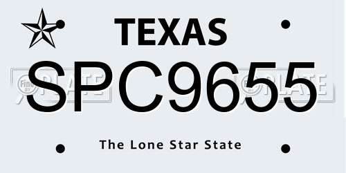 SPC9655 Texas License Plate