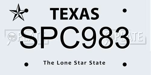 SPC983 Texas License Plate