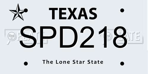 SPD218 Texas License Plate