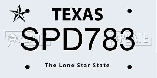 SPD783 Texas License Plate
