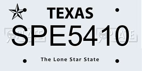 SPE5410 Texas License Plate