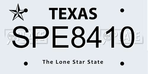 SPE8410 Texas License Plate