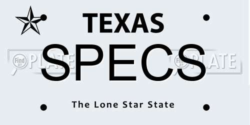 SPECS Texas License Plate