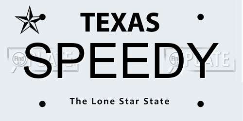 SPEEDY Texas License Plate