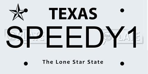 SPEEDY1 Texas License Plate