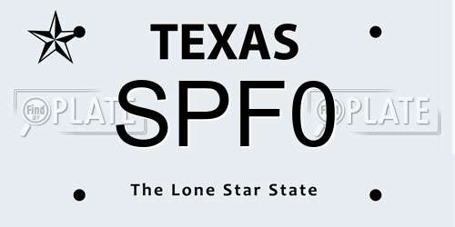 SPF0 Texas License Plate