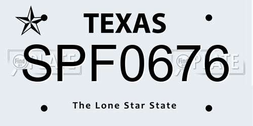 SPF0676 Texas License Plate