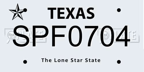 SPF0704 Texas License Plate