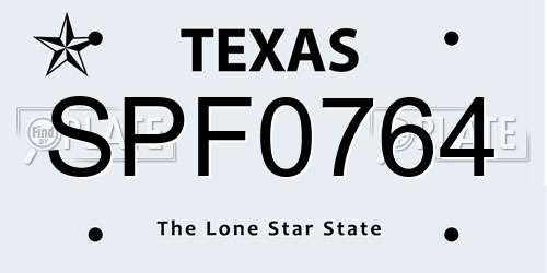 SPF0764 Texas License Plate