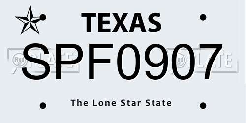 SPF0907 Texas License Plate