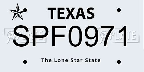 SPF0971 Texas License Plate