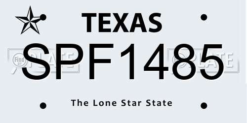 SPF1485 Texas License Plate
