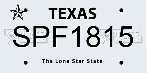 SPF1815 Texas License Plate