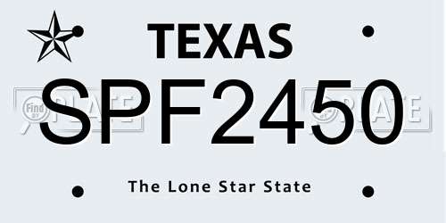 SPF2450 Texas License Plate