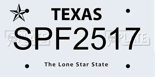 SPF2517 Texas License Plate