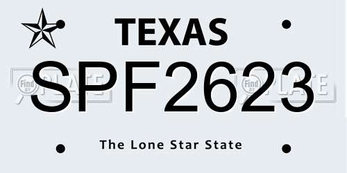 SPF2623 Texas License Plate