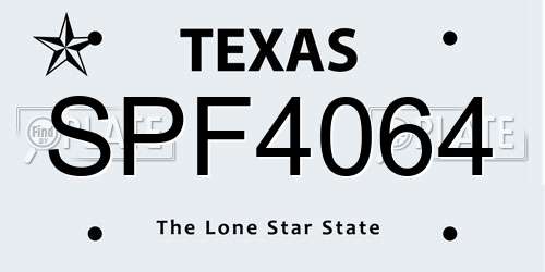 SPF4064 Texas License Plate