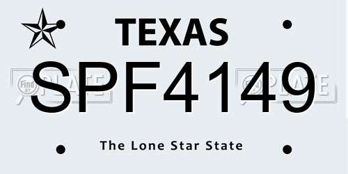 SPF4149 Texas License Plate