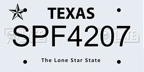 SPF4207 Texas License Plate