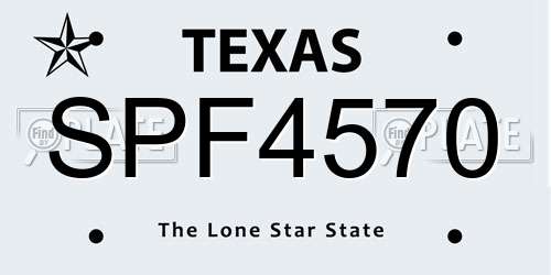 SPF4570 Texas License Plate