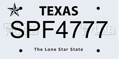 SPF4777 Texas License Plate