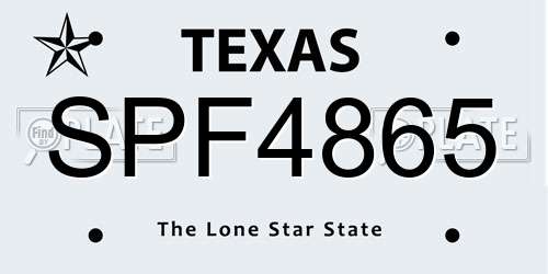 SPF4865 Texas License Plate