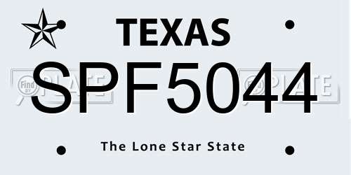 SPF5044 Texas License Plate