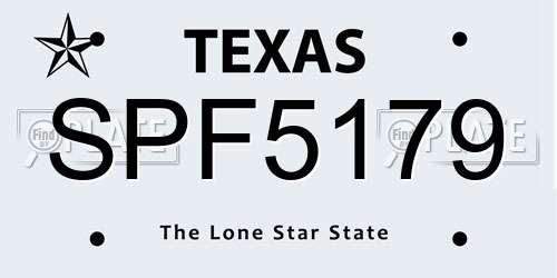 SPF5179 Texas License Plate