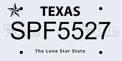 SPF5527 Texas License Plate