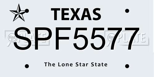 SPF5577 Texas License Plate