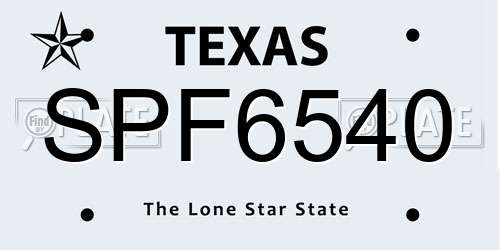 SPF6540 Texas License Plate